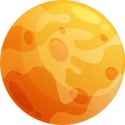 Illustration d'une planète orange, dessin artistique de planète, développement web full stack, Symfony, PHP, JavaScript, CSS
